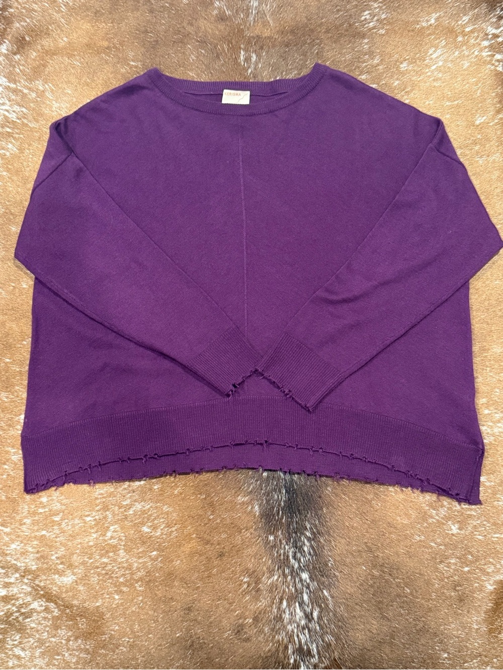 Kerisma Purple Distressed Hem Wool Blend Oversized Sweater S/M